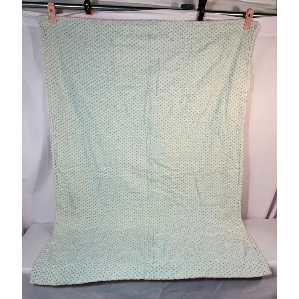 VTG Child Baby Crib Quilt Handmade Angel Pink Girl Sleep My Child Cottage Cherub